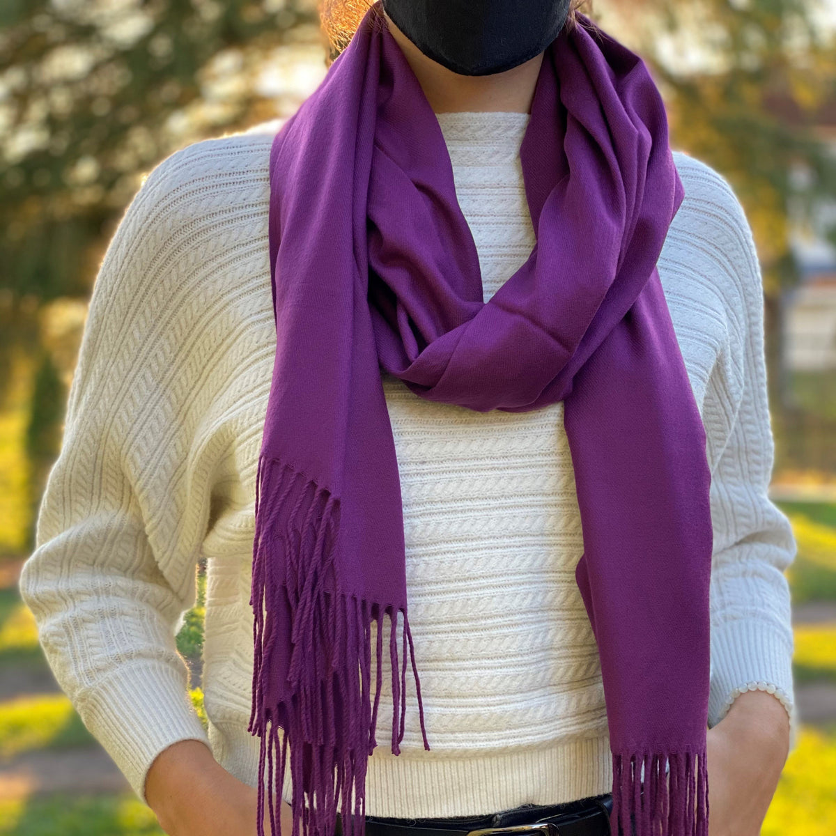 Écharpe Châle 100% Cachemire Violet - Qualité Premium, Chaude Et Chic - Neuf Avec étiquettes