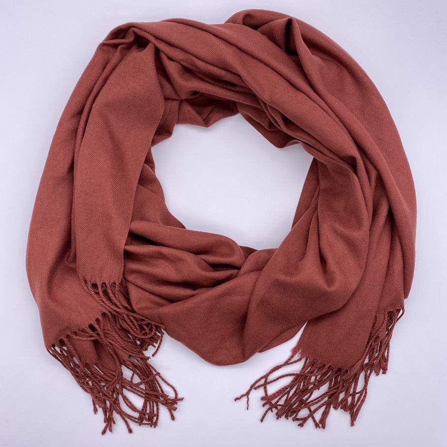 Grande écharpe Châle Unisexe En Cachemire Mélangé - Couleurs Rouge Brique, Beige, Orange - Neuf